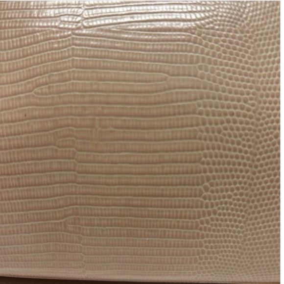 Vintage Rare Saks Fifth Avenue Leather Shoulder bag Lizard Textured Italy Peach - Picture 3 of 10